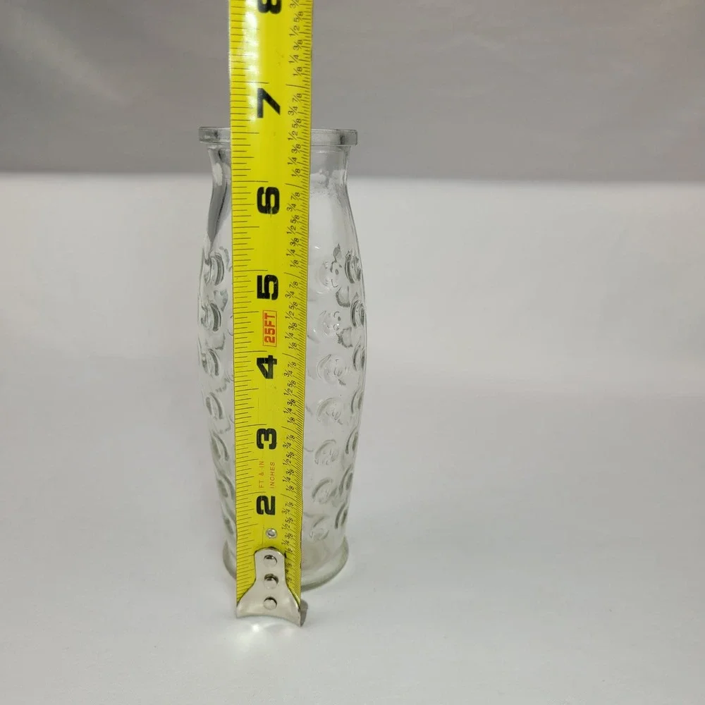 Vintage Clear Glass Hobnail Bud Vase Textured Thumbprint Flower Vase 6.75in